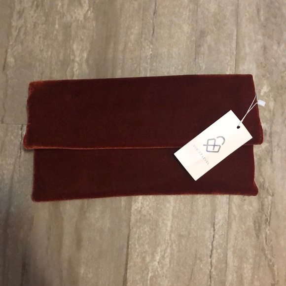 Handbags - NWT velvet burnt orange fold-over clutch bag